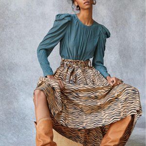 NWT Anthropologie Tiger-Striped Maxi Skirt